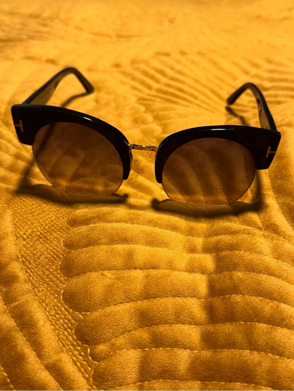 Tom Ford Black Frame Sunglasses with Green Gradient Lenses